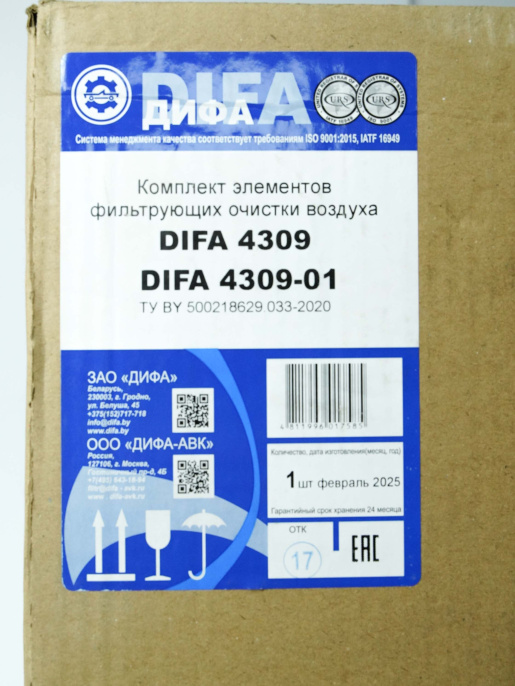 Фильтр воздушный 4309/4309-01 DIFA